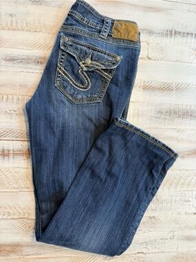 Silver Jeans Dark Blue Boot Cut Jeans with Contrast Stitching